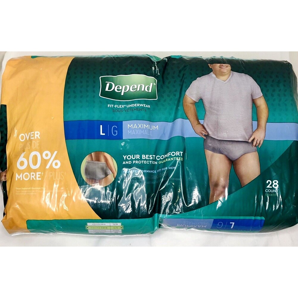 NIP Depend Men Size Large Fit-Flex Incontinence Gray Underwear Maximum 28 Count